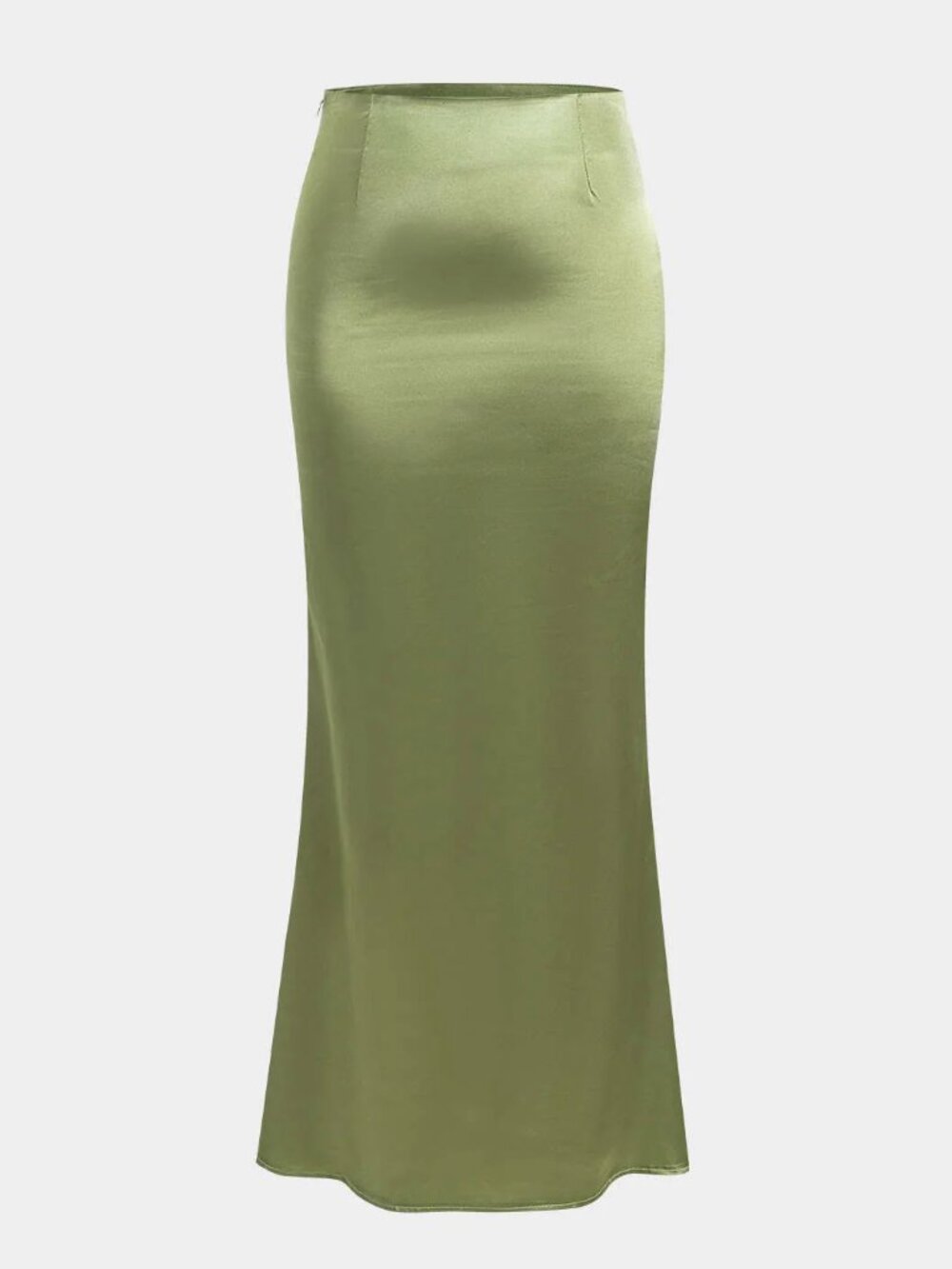 Micas Solid Satin Zipper Maxi Skirt